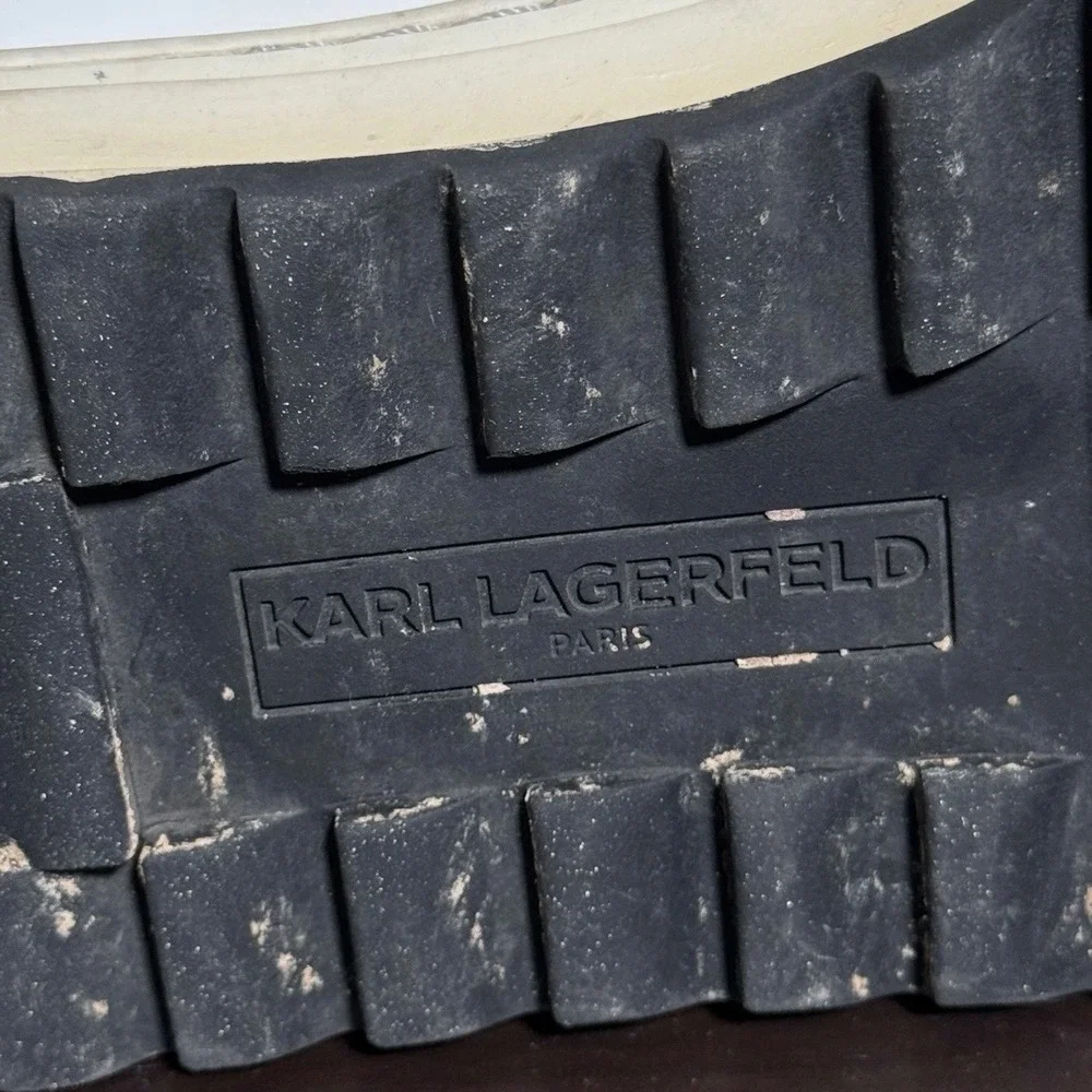 Karl Lagerfeld Paris Sneakers Mens 10.5 (L) Logo Leather White Solid